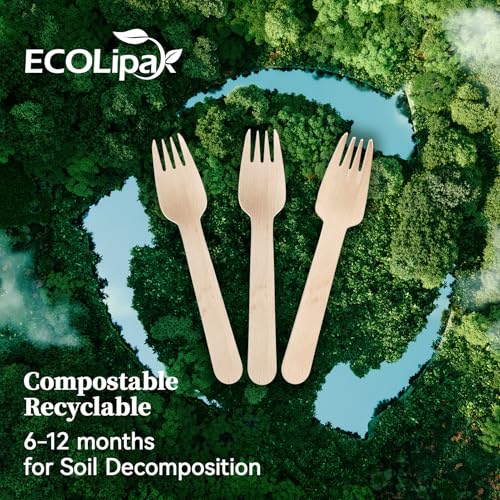 300 Count Compostable Wooden Disposable Forks for Party (brown-forks)