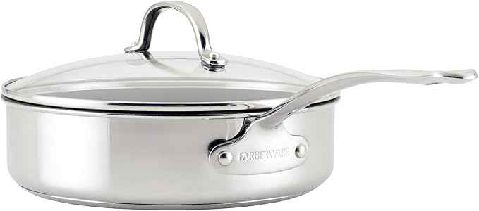 Farberware Millennium Stainless Steel Nonstick Cookware Set, 10-Piece Pot and Pan Set, Stainless Steel