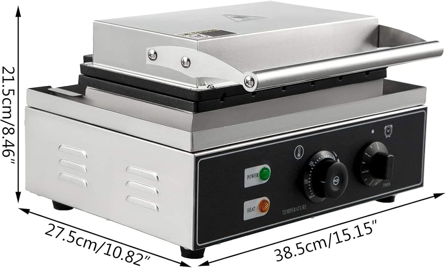 Sandwich Maker, 110V 1500W Sandwich Toaster for Bakeries Home 2Pc Commercial Sandwich Machine with Nonstick Plates LED Indicator Lights
