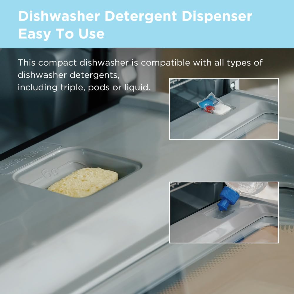 Portable Mini Dishwasher Countertop with 1.32Gal Built (Whole Black)