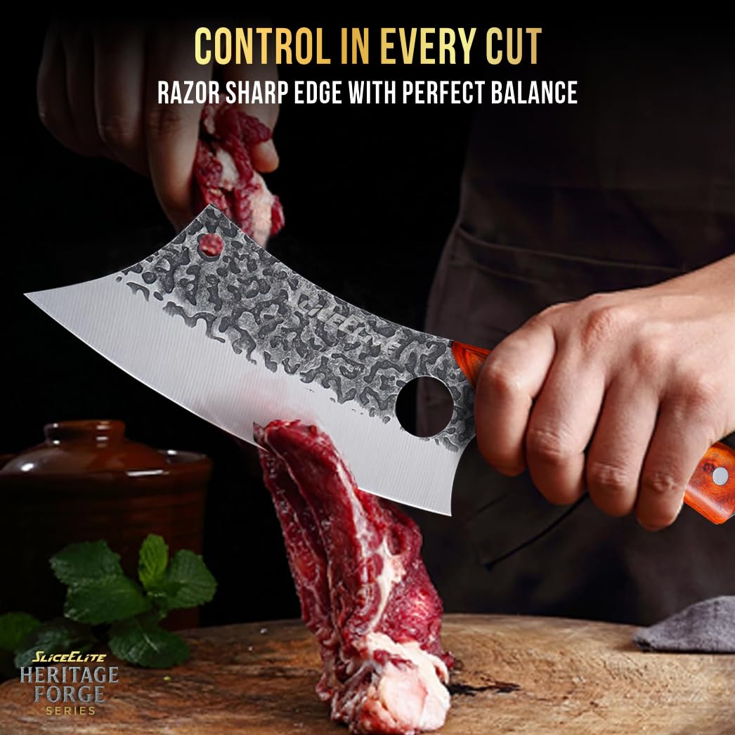 3 Piece BBQ Knife Set Serbian Chef Knife Meat Cleaver Viking Kitchen Knives
