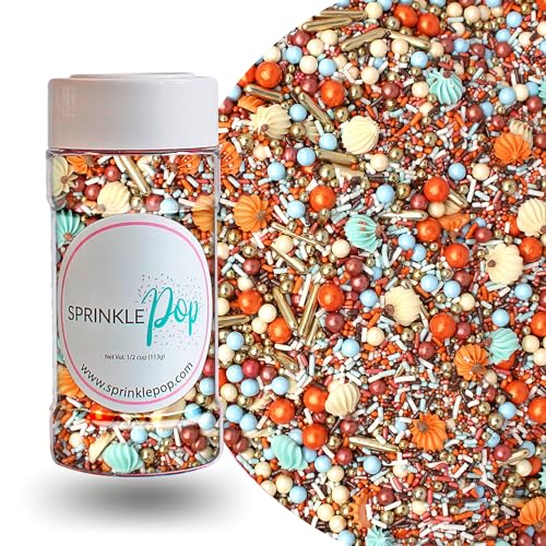 Pumpkin Carriage Sprinkle Mix (Burnt Orange, Light Blue, Vintage Gold, Rose Gold)