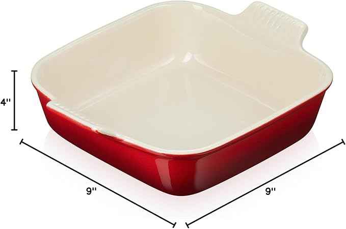 Le Creuset Stoneware Heritage Square Dish, 3 qt. (9"), Cerise