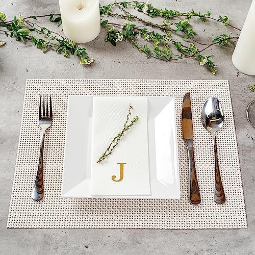 Paper Rectangle Gold Letter J Linen (Gold / 2000 Count / J)