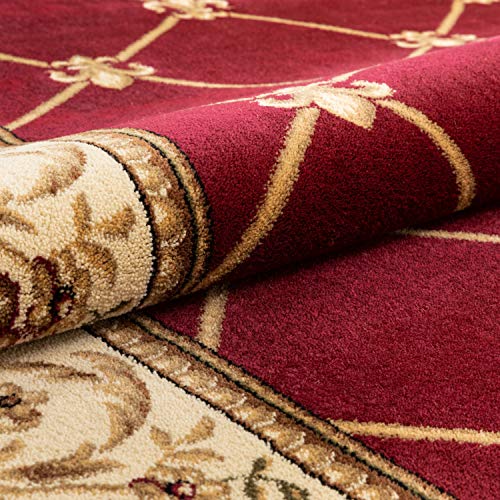 Patrician Trellis Red French European Formal Traditional 5X7 (5'3" x 7'3" (Rectangular) / Red)