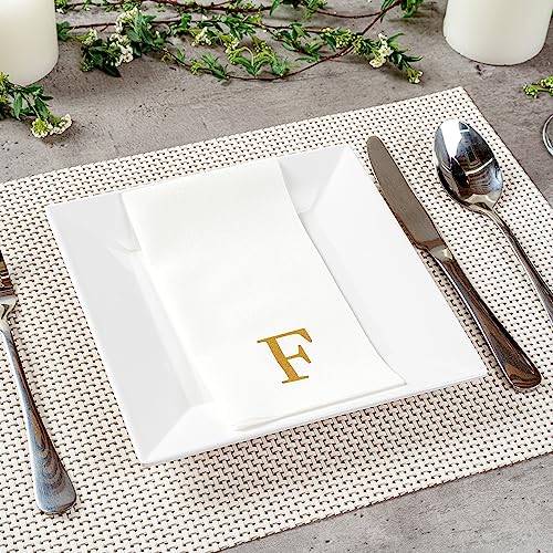 Paper Rectangle Gold Letter F Linen (Gold / 2000 Count / F)