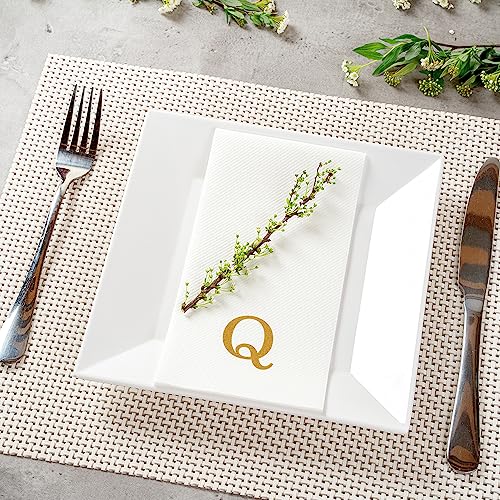 Paper Rectangle Gold Letter Q Linen (Gold / 2000 Count / Q)