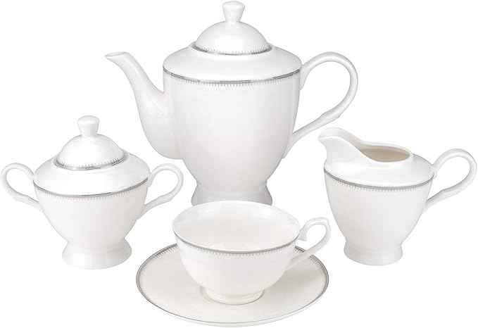 Euro Porcelain 57-pc Banquet Dinnerware Set, Luxury Bone China Tableware, Service for 8