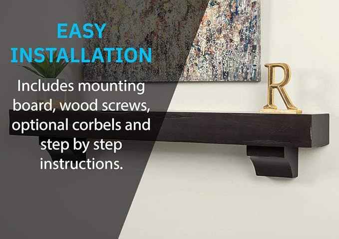 MANTELSDIRECT Breckenridge 60” Fireplace Mantel Shelf with Corbels – Rustic Floating Mantel Shelf for Over Fireplace – Espresso Rustic - Wood Shelf for Wall – Pine Box Construction