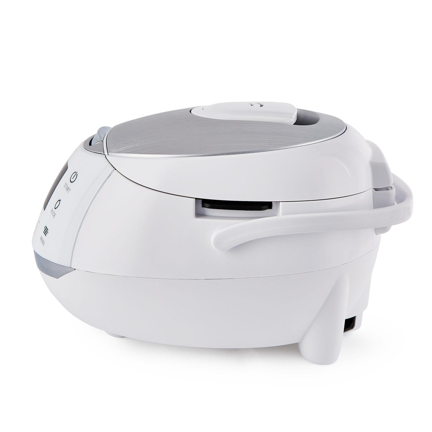 Sakura Rice Cooker with Ceramic Bowl and Advanced Fuzzy Logic (White and Silver)