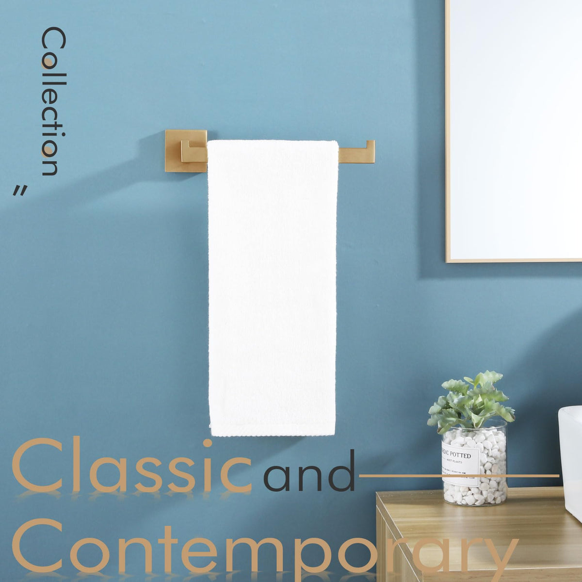 Towel Bar for Bathroom Wall Mount 9'' Hand Towel Holder T (Champagne Bronze)