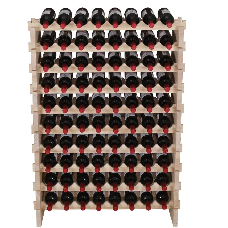 Wine Rack Cabinet Wooden Freestanding for Floor Stackable Storage Wine Bottle Holder (Natural Color / 80bottles)