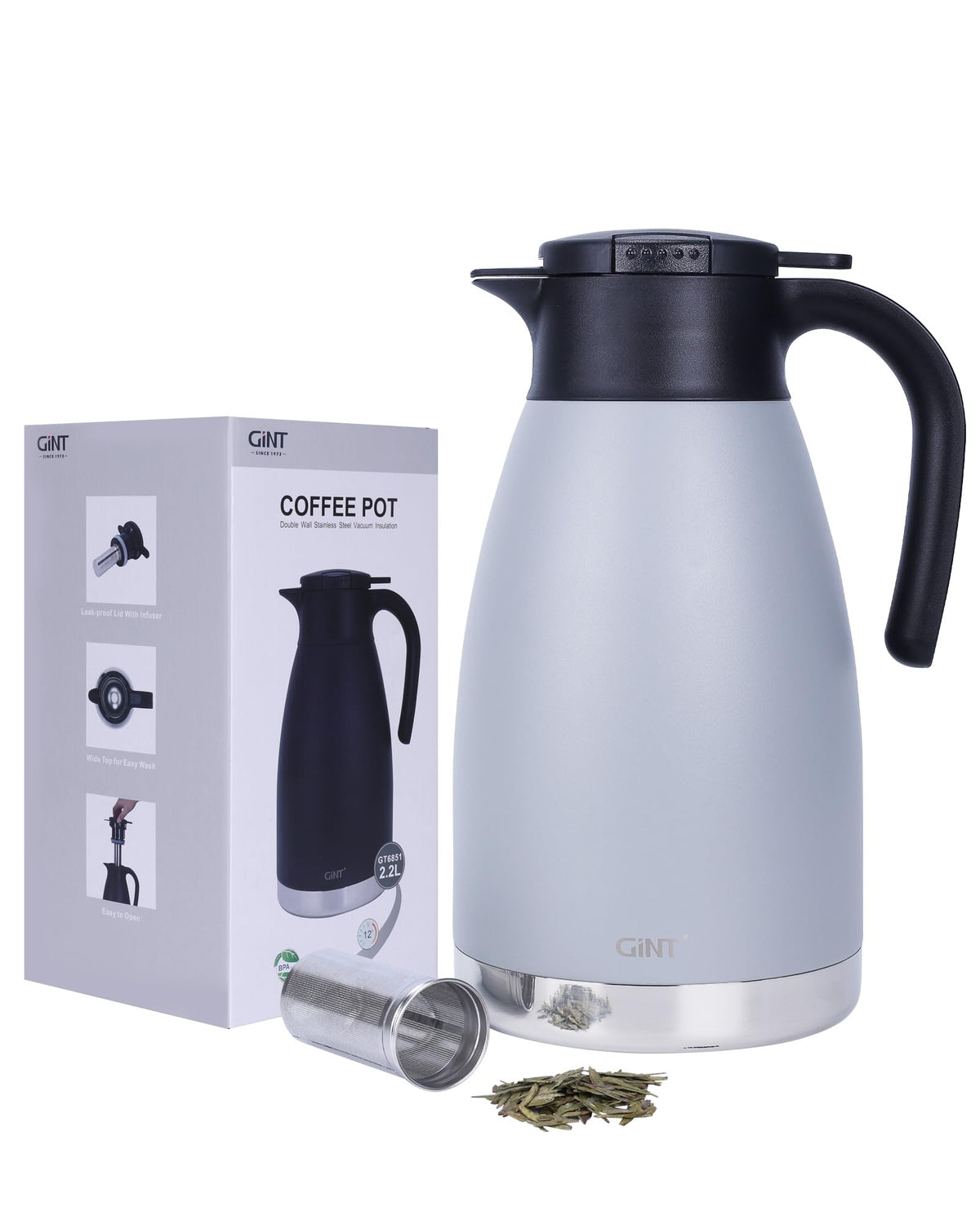 74oz Large Thermal Coffee Carafe with Infuser (Gray / 74.4 Ounces)