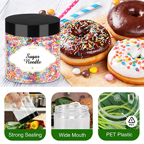 6 OZ Plastic Jars with Lids (6OZ 48Pcs Black)