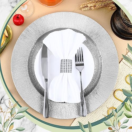 100 Pcs Silver Charger Plates Bulk (Modern Style / Silver)