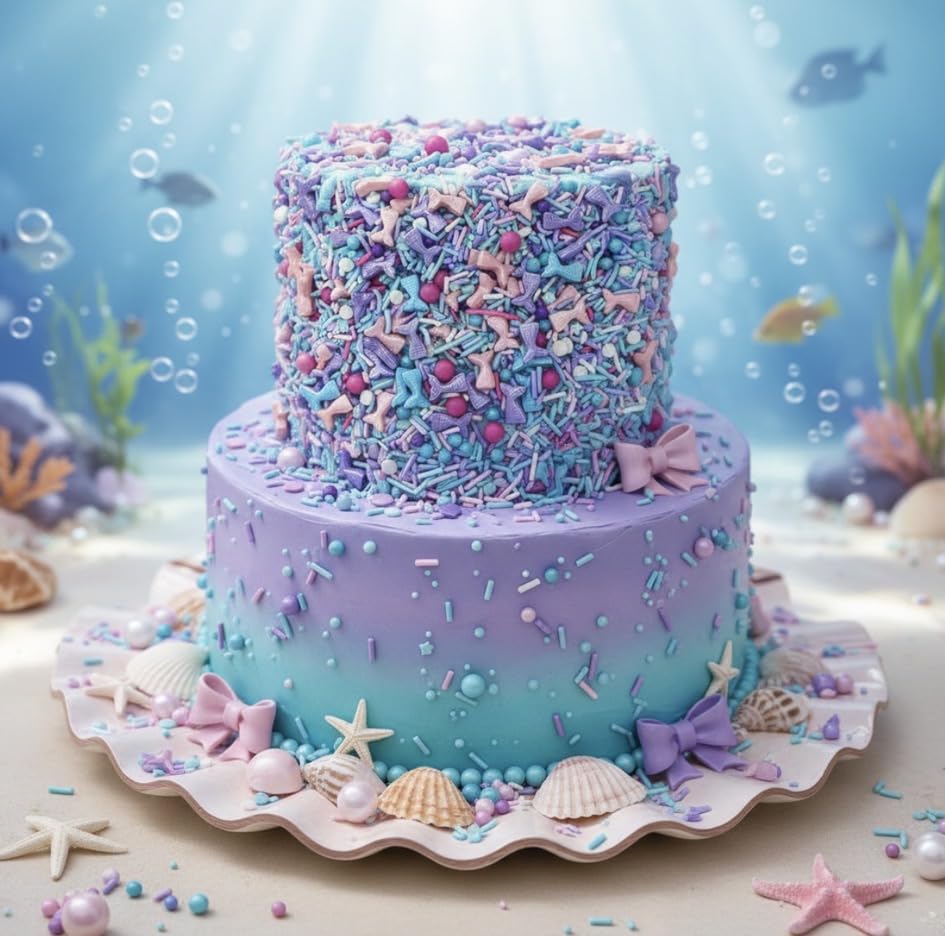 Sprinkles Edible Cake and Cupcake Sprinkles with Assorted Shapes and Sizes for Parties (Mermaid)