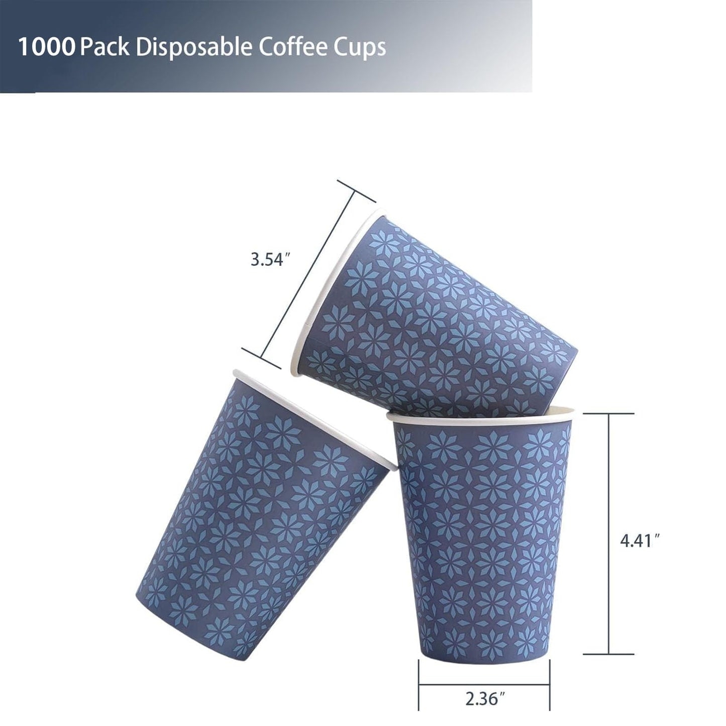 1000 Pack Paper Cups 12 oz Bulk Disposable Coffee Cups Navy Floral (Navy / 12 oz-1000)