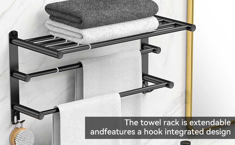 Black Adjustable Towel Bar for Bathroom Wall Mount17