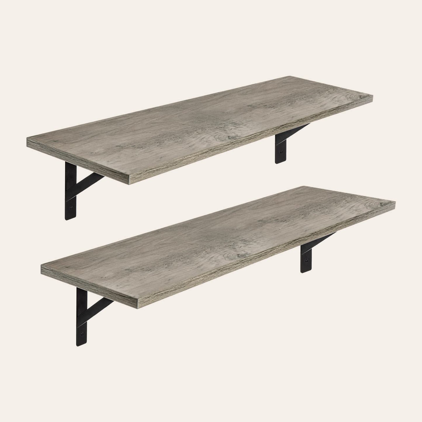 Wall Shelves 23.6" Long Floating Shelves with Metal Brackets (Grey Wash / 23.6 Inch)