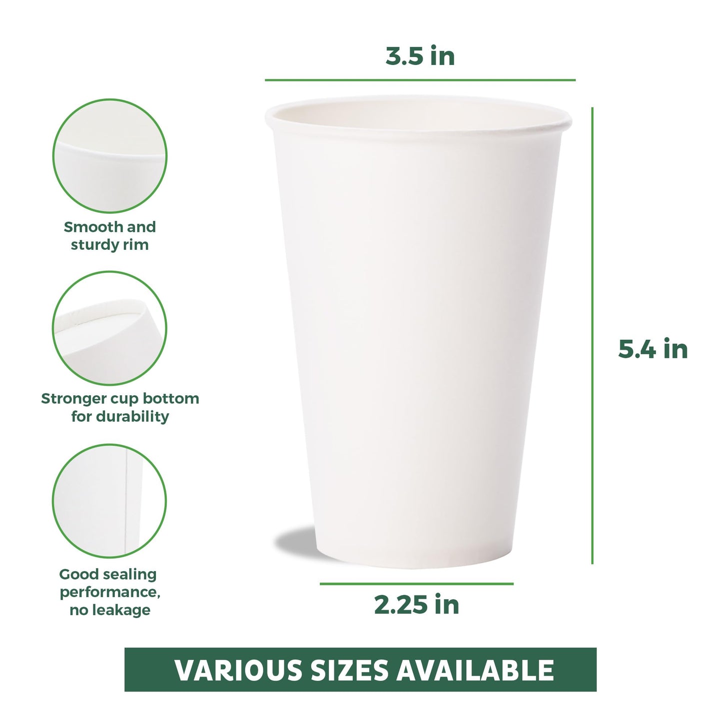 Coffee Cups 16 oz [300 Pack] Disposable Paper Cups for Hot or Iced Coffee Cup (16 oz)