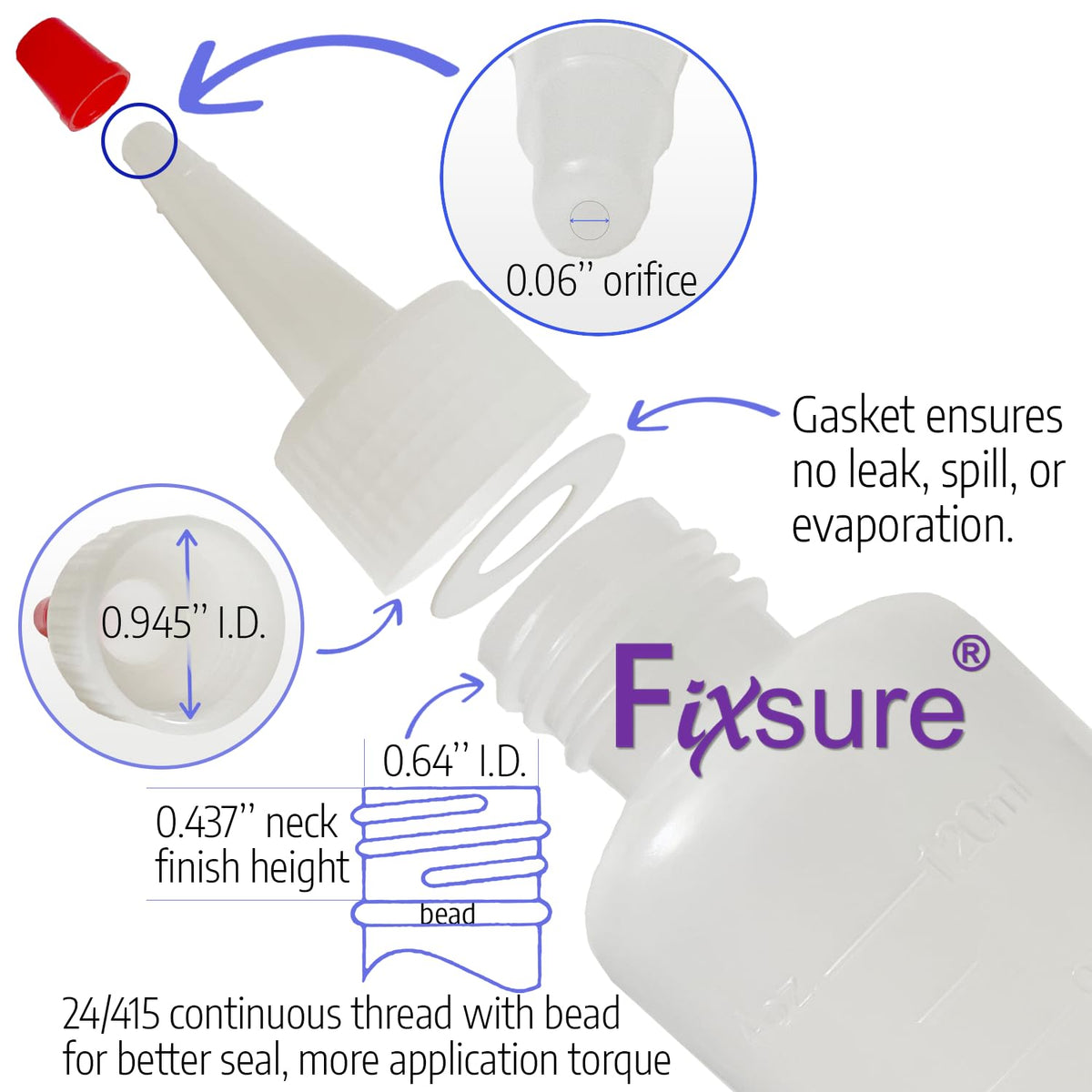 Plastic Squeeze Bottles with Red Tip Cap