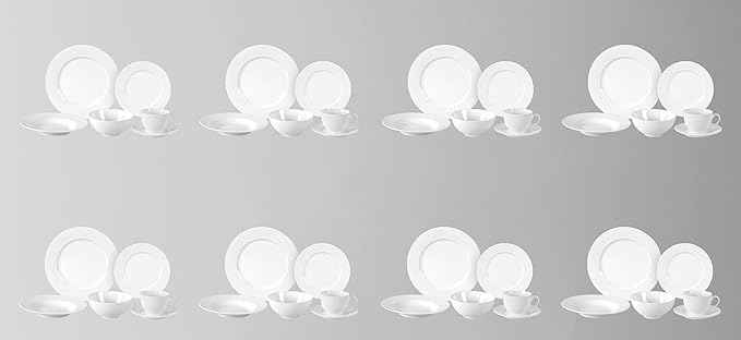 HomeVss, New Bone China Dinnerware Set, Embossed Diamond Design, 48pc Set