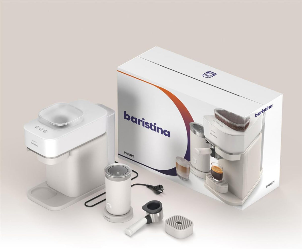 Baristina Espresso Machine & Milk Frother Bundle (Espresso Machine + Milk Frother / White)