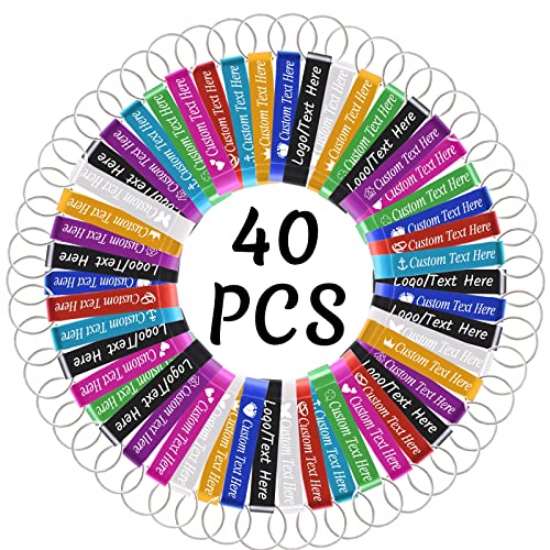 40PCS Personalized Aluminum Bottle Opener Keychains with Logo Text Engraved Wedding Bottle Opener Favors Customized Gifts for Guests Baby Shower Birthday Party (Assorted / 40 PCS)