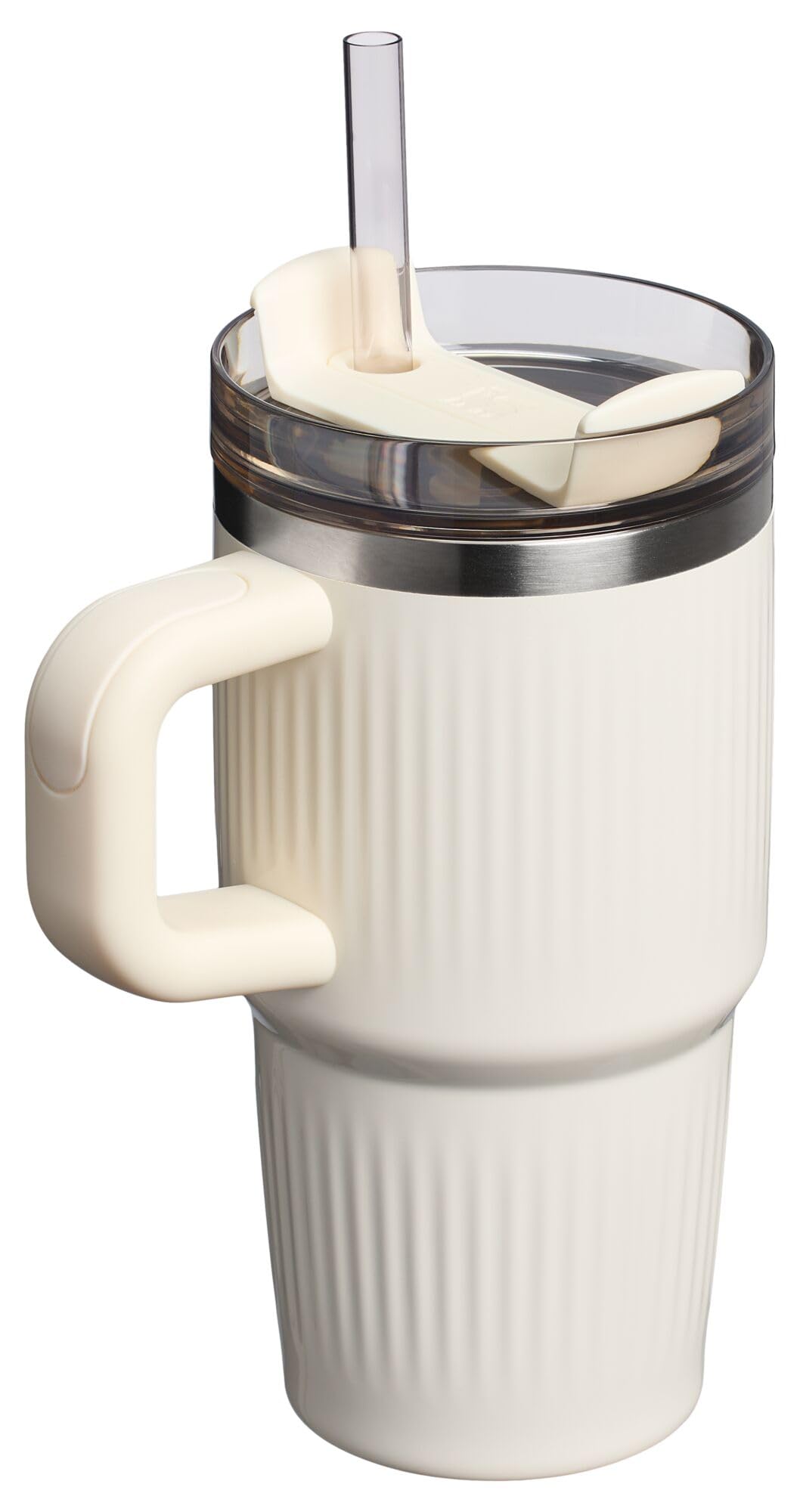 Quencher H2.0 Tumbler with Handle and Straw 20 oz (20 Ounces / Fluted Cream Gloss)