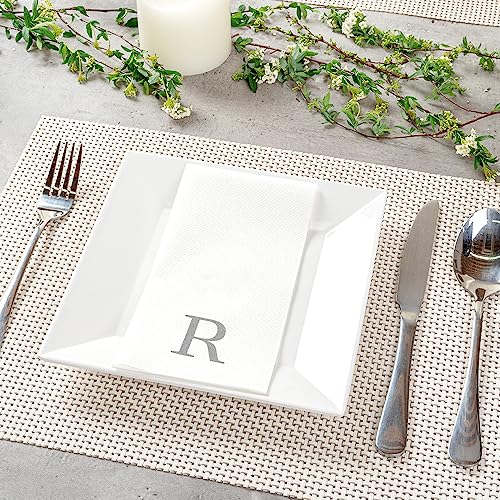 Silver R White Linen Feel Guest Towel Napkin (Silver / 2000 Count / R)