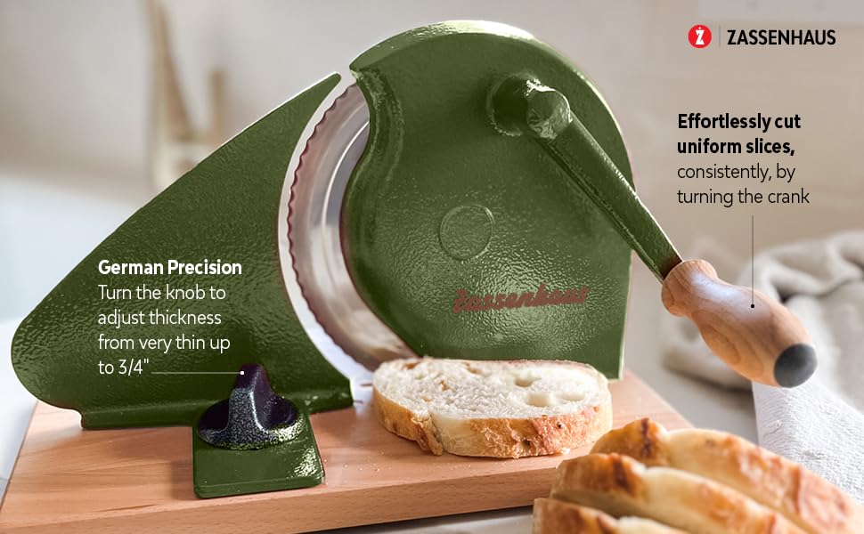 Original Classic Adjustable Bread Slicer for Uniform Slices (11.75" x 8" x 4.7" / Cyprus Green)