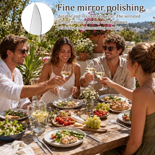 100 Pieces Stainless Steel forks and knives Dinner Flatware Set Tableware Cutlery for Butter Kitchen Restaurant (8.8 Inches，8.4 Inches / Silver)