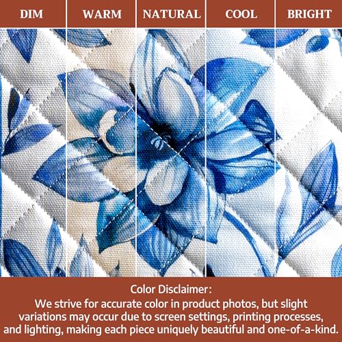100% Cotton Oven Mitt & Pot Holder Set (028 - Summer Blues / 7.5" x 13" & 8" x 8" (Oven Mitt & Pot Holder))