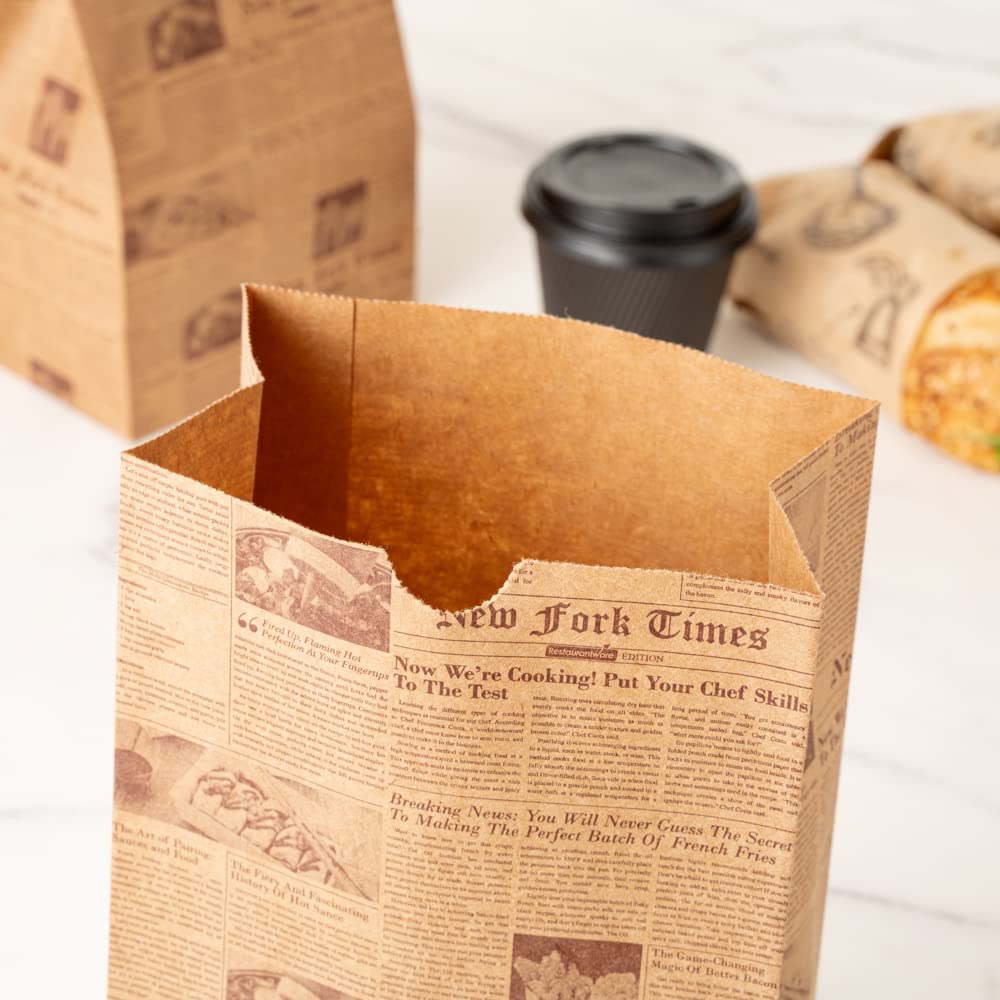 Bag Tek 6 Lb Disposable Lunch Bags 100 Sturdy Take Out Bags (6 lb / Kraft Newsprint)