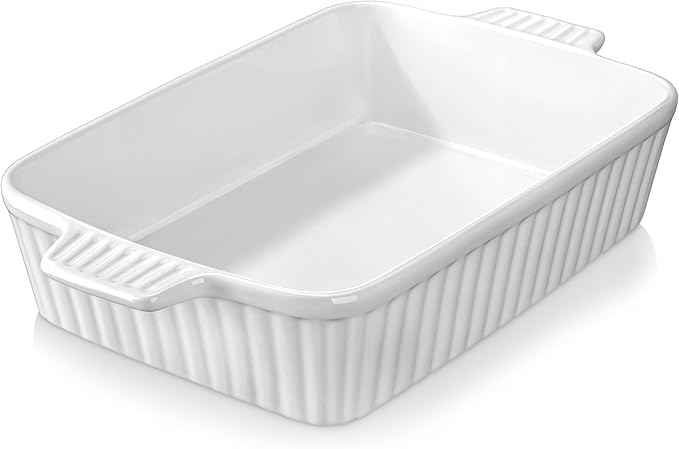 MALACASA Porcelain Casserole Dish Set for Oven, Bakeware Set of 5, (9.5"/11.25"/12.75"/14.5"/15.6"), Series BAKE-BAKE