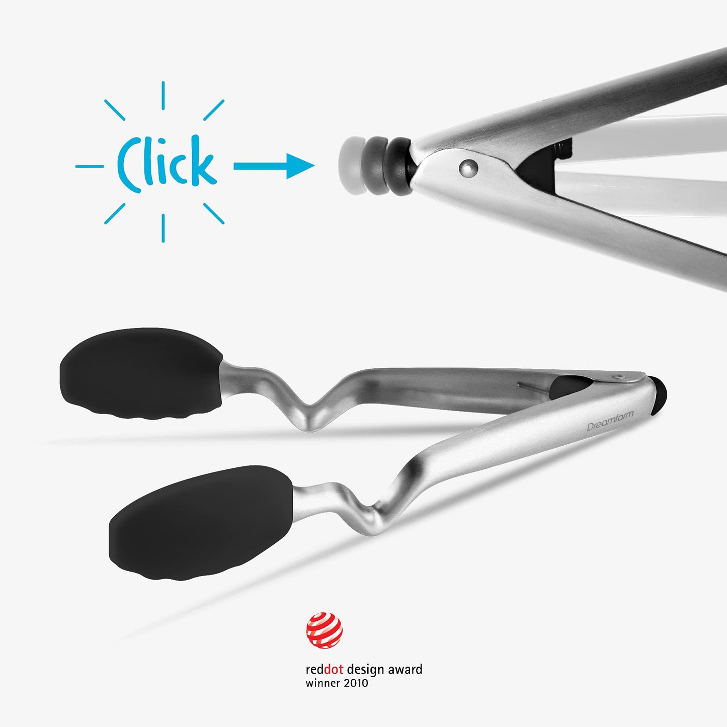 Clongs Grippy Silicone & Stainless Steel Kitchen Cooking Tongs with Click (Black / 12.4 inches)
