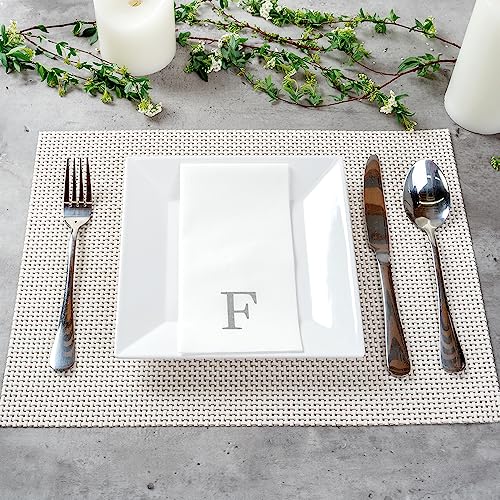 Silver F White Linen Feel Guest Towel Napkin (Silver / 2000 Count / F)