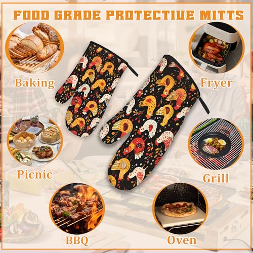 Colorful Rooster Oven Mitts and Pot Holders (4 Count)