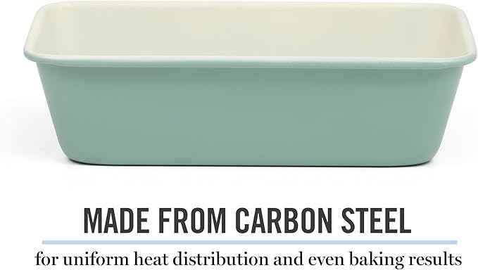 Martha Stewart Gallen 9-Inch Nonstick Carbon Steel Loaf Pan – Teal, Durable Bakeware for Even Baking and Easy Release
