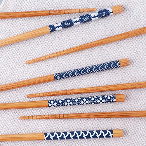 10 Pairs Reusable Bamboo Chopsticks Japanese Style Chop Sticks Set (Classic Japanese style 1)