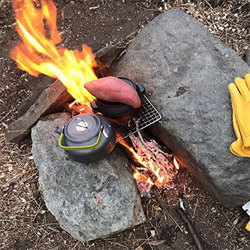 2Peices Backpacker Bushcraft Grill Grate Stainless Steel BBQ Cooking Grill Mesh Campfire Grill Square Round for Camping