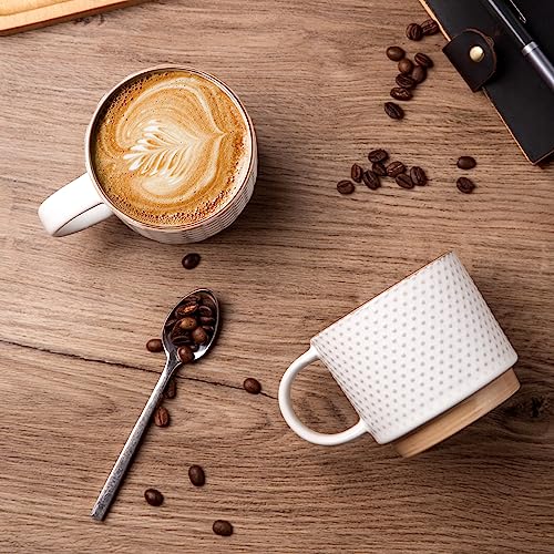 12 OZ Stackable Coffee Mugs Set of 4 (Off-White / 12oz (With Stand))