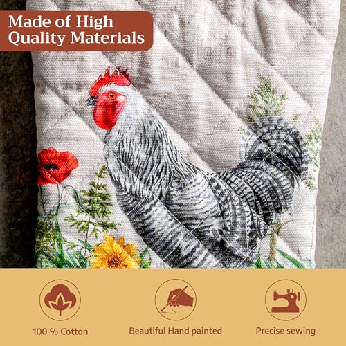 Maison d'Hermine Oven Gloves 100% Cotton Oven Mitt (018 - Basse Cour / 7.5" x 13" (Oven Mitt))