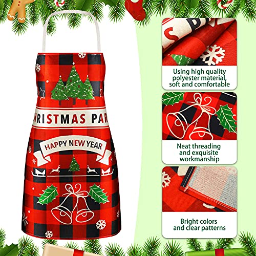 4 Pcs Christmas Aprons Waterproof for Women Men (4 Count)