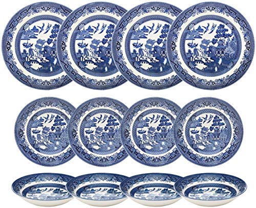 Blue Willow Dinner Plates (12 Piece Set)
