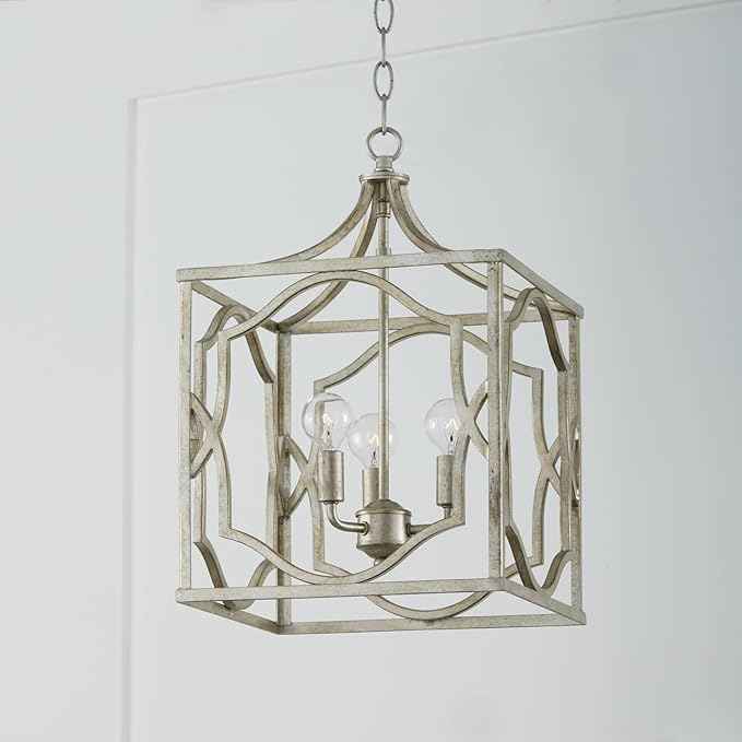 Capital Lighting 9481AS Blakely Lantern Foyer Pendant, 3-Light 180 Total Watts, 18" H x 12" W, Antique Silver