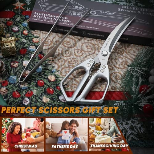 Kitchen Scissors and Cooking Tong (Light Silver)