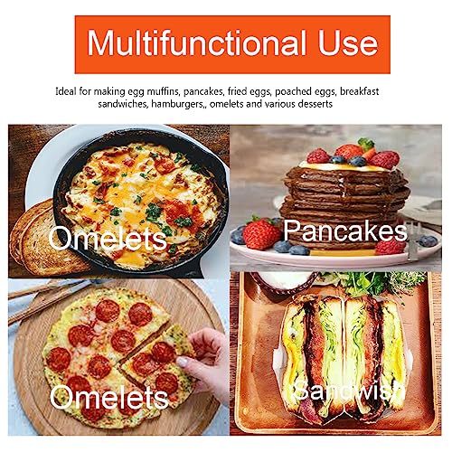 Large 2 Pack 8" Omelette Ring for Griddle (Black 2 pcs of 8“ with accessories)