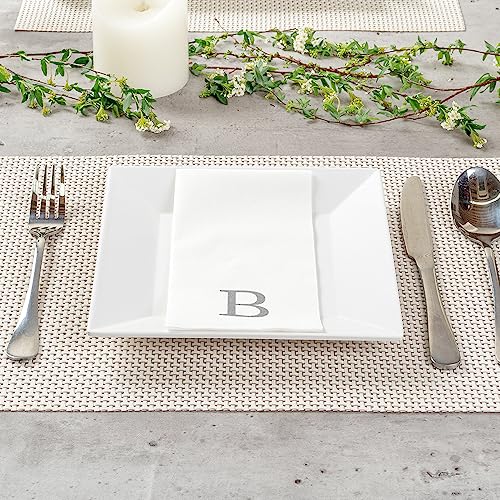 Silver B White Linen Feel Guest Towel Napkin (Silver / 2000 Count / B)