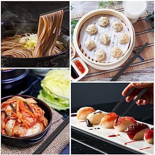 48 Pairs Fiberglass Reusable Chopsticks 9.5" Dishwasher Safe Black Cherry Chopsticks for Chinese Style Japanese Food Cooking Supplies